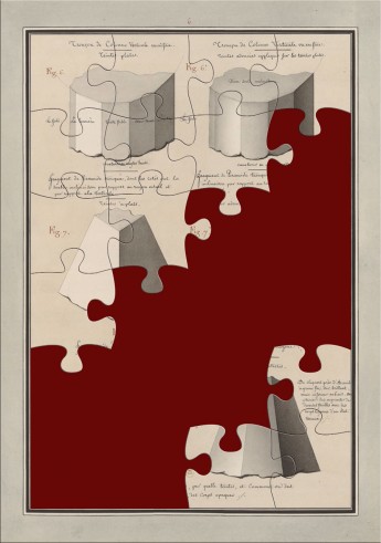 Étude de tronçon de colonnes, pyramide tronquée et pyramide octogonale – puzzle gratuit adulte – JJ Lequeu